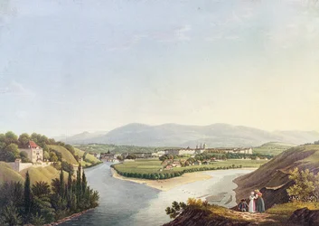 View of Geneva from the Confluence of the Rhone and the Arve, Engraved by Friedrich Salathe